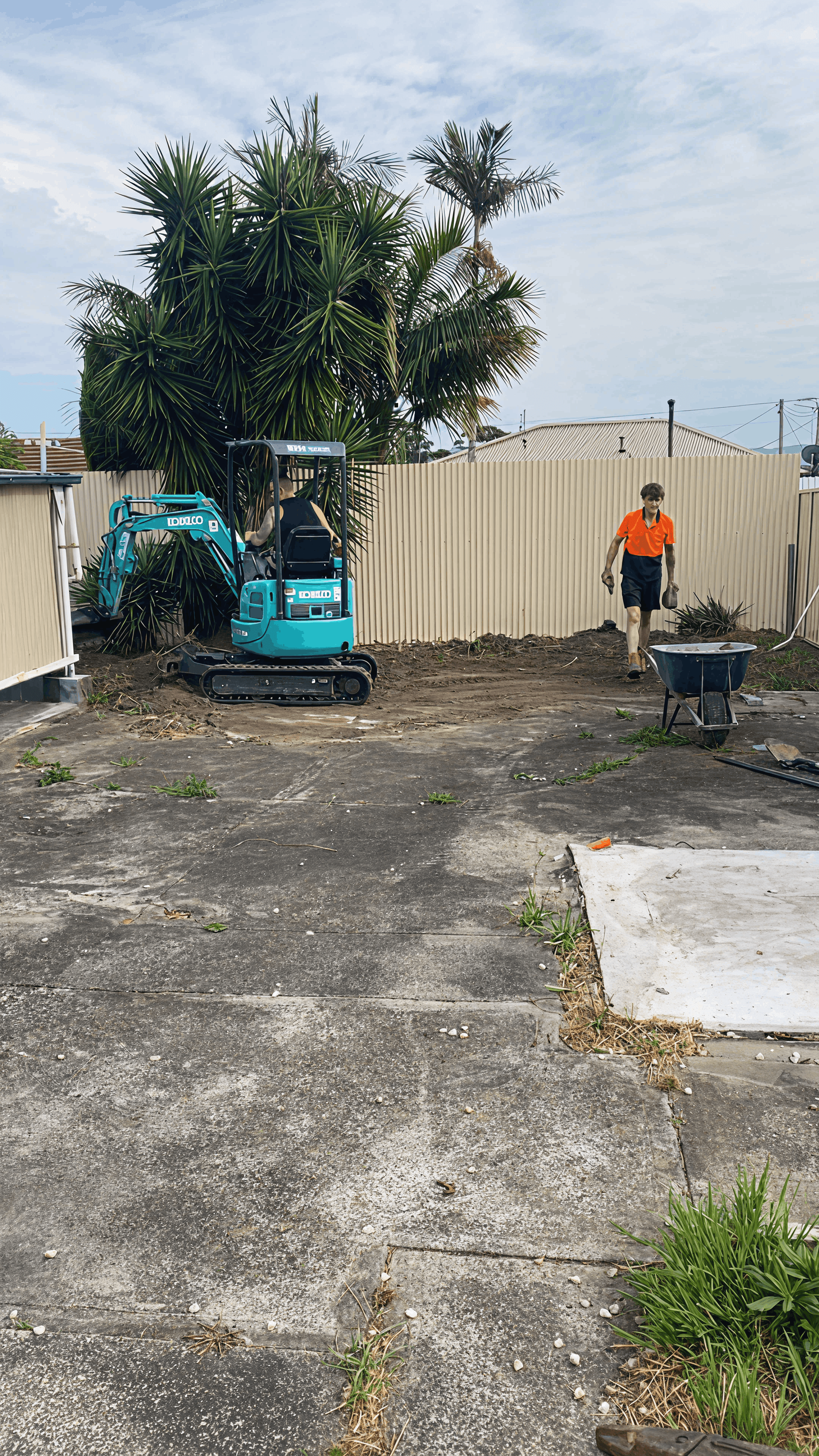 Before retaining wall site