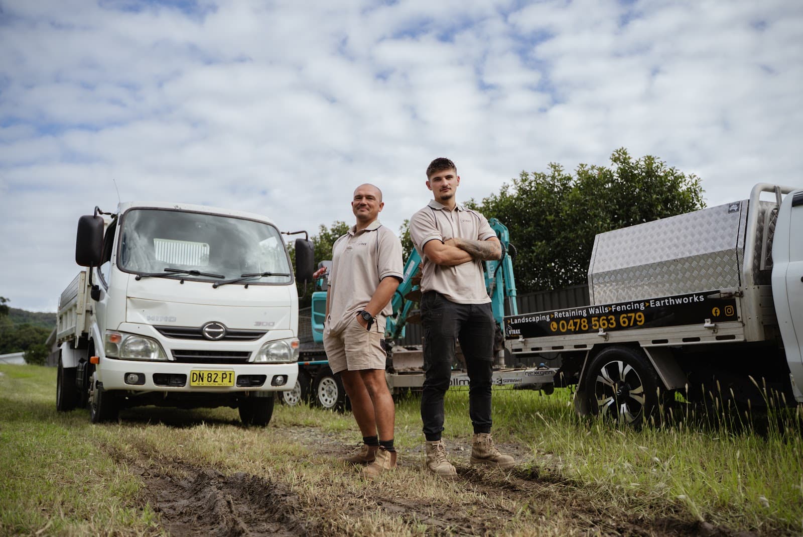 Crew and tipper truck at a residential job